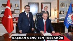 BAŞKAN GENÇ’TEN TEŞEKKÜR