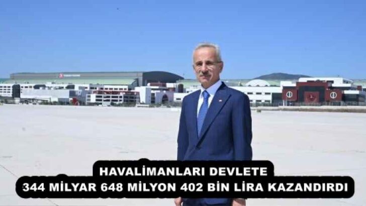 HAVALİMANLARI DEVLETE 344 MİLYAR 648 MİLYON 402 BİN LİRA KAZANDIRDI