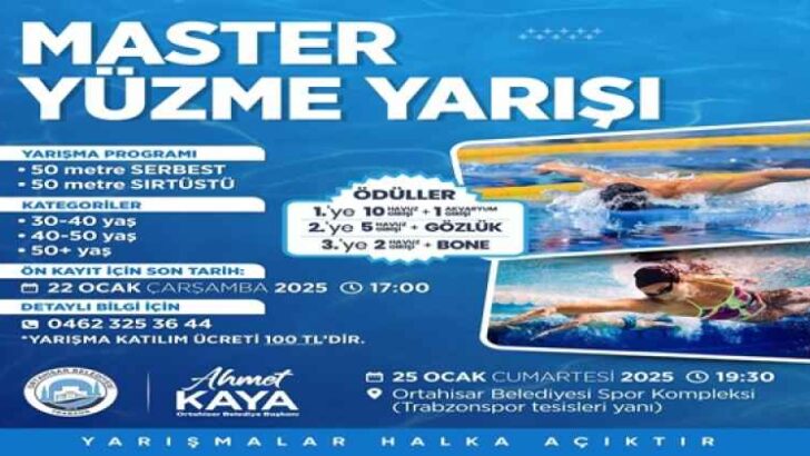 Ortahisar Belediyesi ‘Master Yüzme Yarışı’ düzenliyor