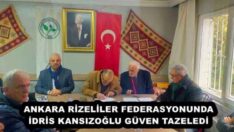 ANKARA RİZELİLER FEDERASYONUNDA İDRİS KANSIZOĞLU GÜVEN TAZELEDİ