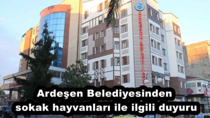 Ardeşen Belediyesinden sokak hayvanları ile ilgili duyuru