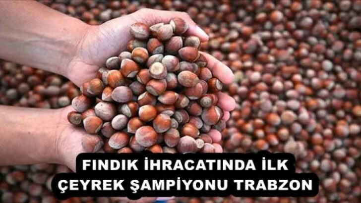 FINDIK İHRACATINDA İLK ÇEYREK ŞAMPİYONU TRABZON