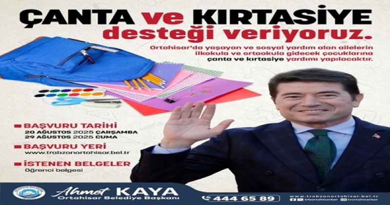 ORTAHİSAR BELEDİYESİ’NDEN ÖĞRENCİLERE ‘ÇANTA VE KIRTASİYE SETİ’ DESTEĞİ