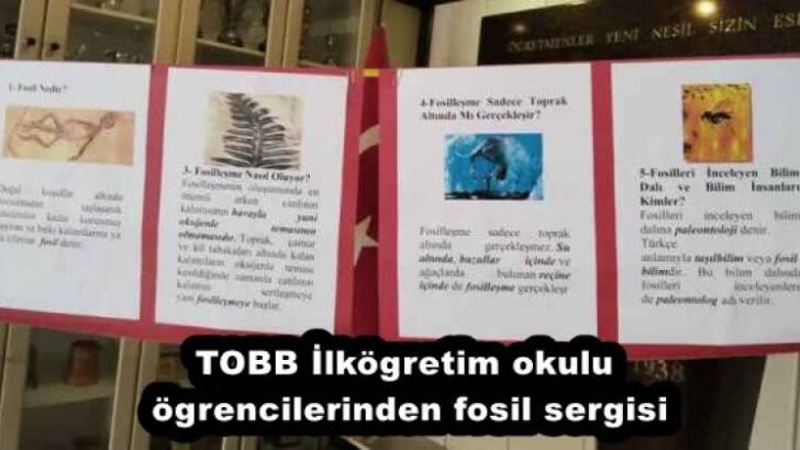 TOBB İlkögretim okulu ögrencilerinden fosil sergisi
