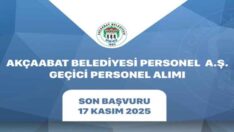 AKÇAABAT BELEDİYESİ PERSONEL A.Ş PERSONEL ALIMI