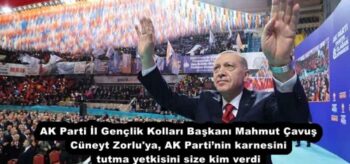 AK Parti İl Gençlik Kolları Başkanı Mahmut Çavuş Cüneyt Zorlu’ya, AK Parti’nin karnesini tutma yetkisini size kim verdi