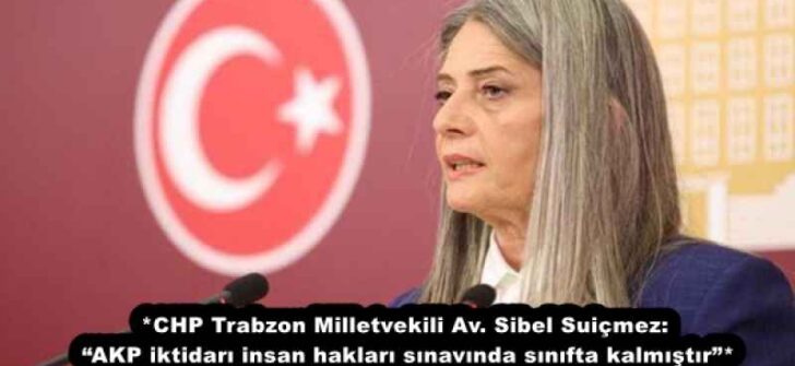 *CHP Trabzon Milletvekili Av. Sibel Suiçmez: “AKP iktidarı insan hakları sınavında sınıfta kalmıştır”*