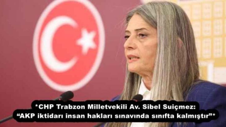 *CHP Trabzon Milletvekili Av. Sibel Suiçmez: “AKP iktidarı insan hakları sınavında sınıfta kalmıştır”*