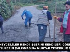 GÜNEYCE’LİLER KENDİ İŞLERİNİ KENDİLERİ GÖRDÜ  KÖYLÜLERİN ÇALIŞMASINA MUHTAR TEŞEKKÜR ETTİ