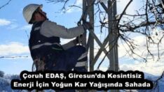 Çoruh EDAŞ, Giresun’da Kesintisiz Enerji İçin Yoğun Kar Yağışında Sahada