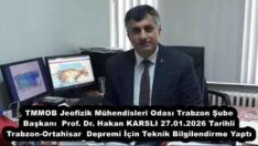 TMMOB Jeofizik Mühendisleri Odası Trabzon Şube Başkanı Prof. Dr. Hakan KARSLI 27.01.2026 Tarihli Trabzon-Ortahisar Depremi İçin Teknik Bilgilendirme Yaptı
