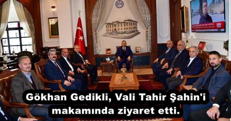Gökhan Gedikli, Vali Tahir Şahin'i makamında ziyaret etti.