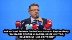 Ankara’daki Trabzon Günleri’nde konuşan Başkan Genç: “BU KADİM ŞEHRİN MİRASINA SAHİP ÇIKIYOR, GELECEĞİNİ İNŞA EDİYORUZ”
