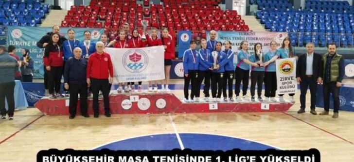 BÜYÜKŞEHİR MASA TENİSİNDE 1. LİG’E YÜKSELDİ