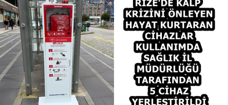 RİZE’DE KALP KRİZİNİ ÖNLEYEN HAYAT KURTARAN CİHAZLAR KULLANIMDA  SAĞLIK İL MÜDÜRLÜĞÜ TARAFINDAN 5 CİHAZ YERLEŞTİRİLDİ