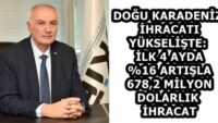 DOĞU KARADENİZ İHRACATI YÜKSELİŞTE: İLK 4 AYDA %16 ARTIŞLA 678,2 MİLYON DOLARLIK İHRACAT