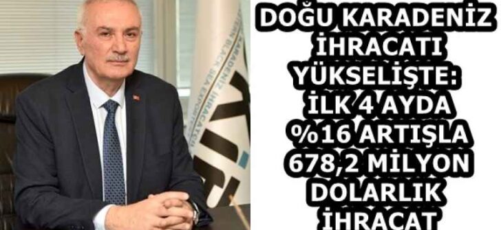 DOĞU KARADENİZ İHRACATI YÜKSELİŞTE: İLK 4 AYDA %16 ARTIŞLA 678,2 MİLYON DOLARLIK İHRACAT