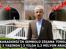 KARADENİZ’İN SEMBOLÜ ZİGANA TÜNELİ 3 YAŞINDA   3 YILDA 5,3 MİLYON ARAÇ