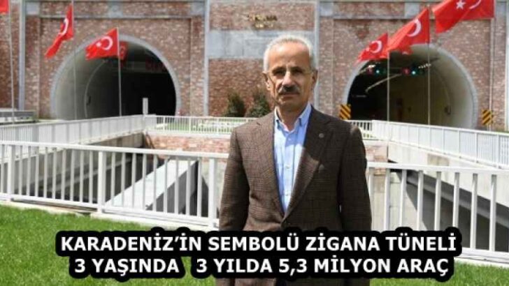 KARADENİZ’İN SEMBOLÜ ZİGANA TÜNELİ 3 YAŞINDA   3 YILDA 5,3 MİLYON ARAÇ