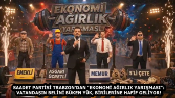 SAADET PARTİSİ TRABZON’DAN “EKONOMİ AĞIRLIK YARIŞMASI”: VATANDAŞIN BELİNİ BÜKEN YÜK, BİRİLERİNE HAFİF GELİYOR!