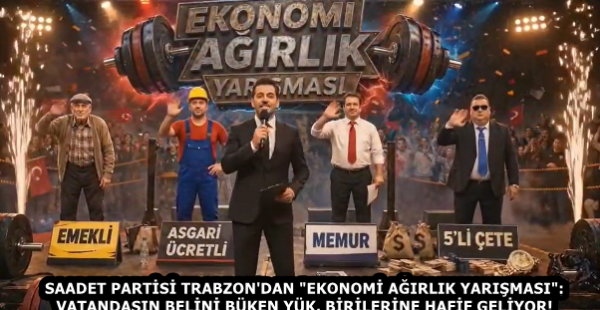 SAADET PARTİSİ TRABZON’DAN “EKONOMİ AĞIRLIK YARIŞMASI”: VATANDAŞIN BELİNİ BÜKEN YÜK, BİRİLERİNE HAFİF GELİYOR!